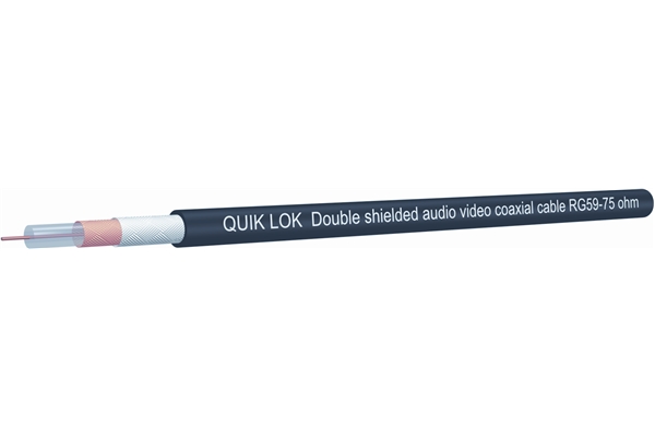Quik Lok - CM/859 BK Cavo coassiale RG59 -75 Ohm a doppia schermatura (Confezione Da 100 Pezzi)